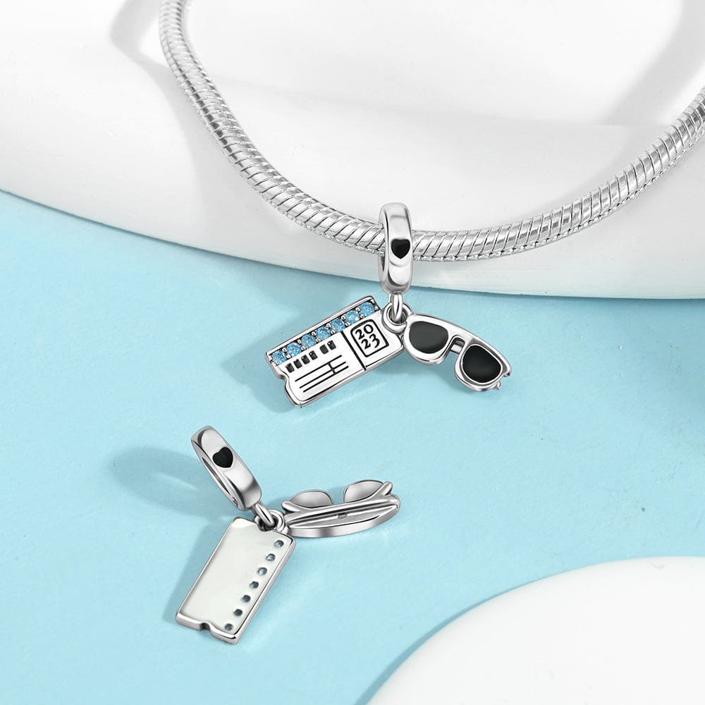 Sunglasses & Boarding Pass Charm – Vacation Travel Theme