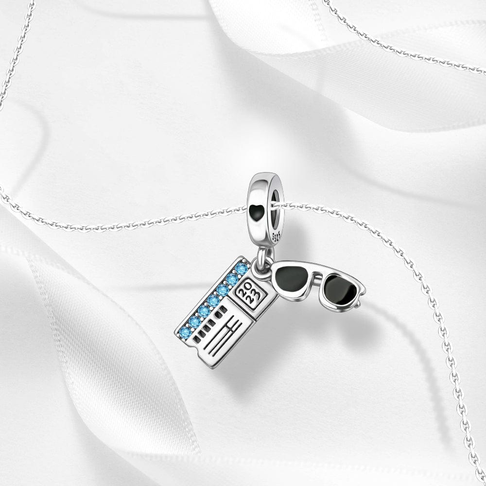 Sunglasses & Boarding Pass Charm – Vacation Travel Theme