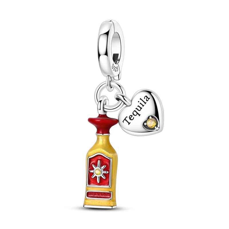 Tequila Bottle & Heart “Tequila Lover” Dangle Charm