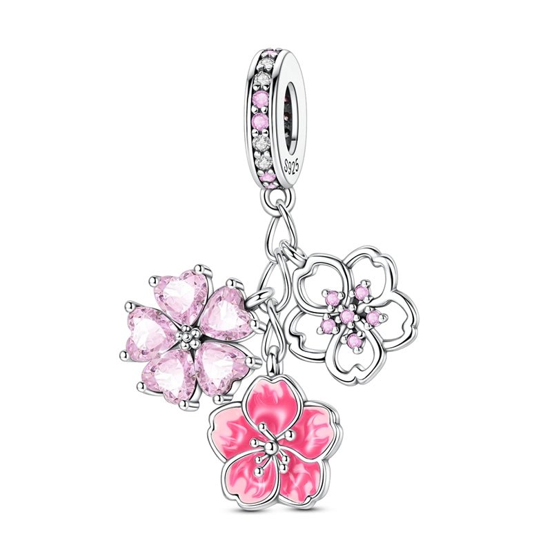 Triple Cherry Blossom Dangle Charm