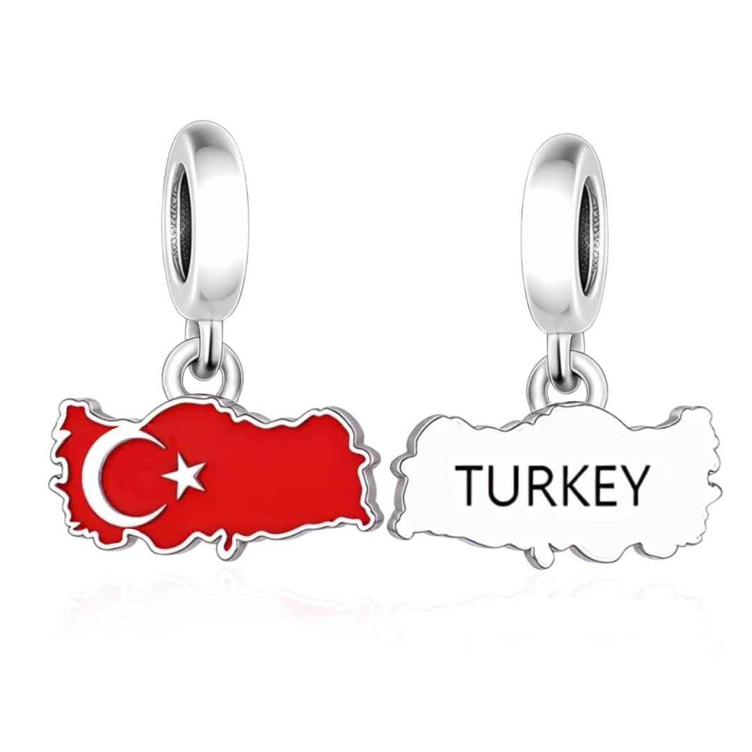 Turkey Map Flag Dangle Charm