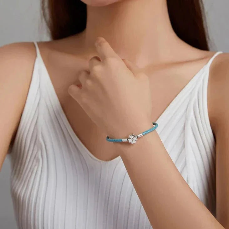 Turquoise Lucky Clover Leather Charm Bracelet