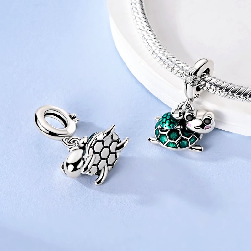 Turtle with Baby Turtle Dangle Charm