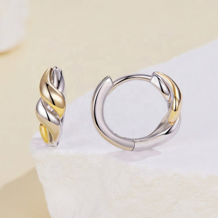 Twisted Dual-Tone Glow Hoop Earrings
