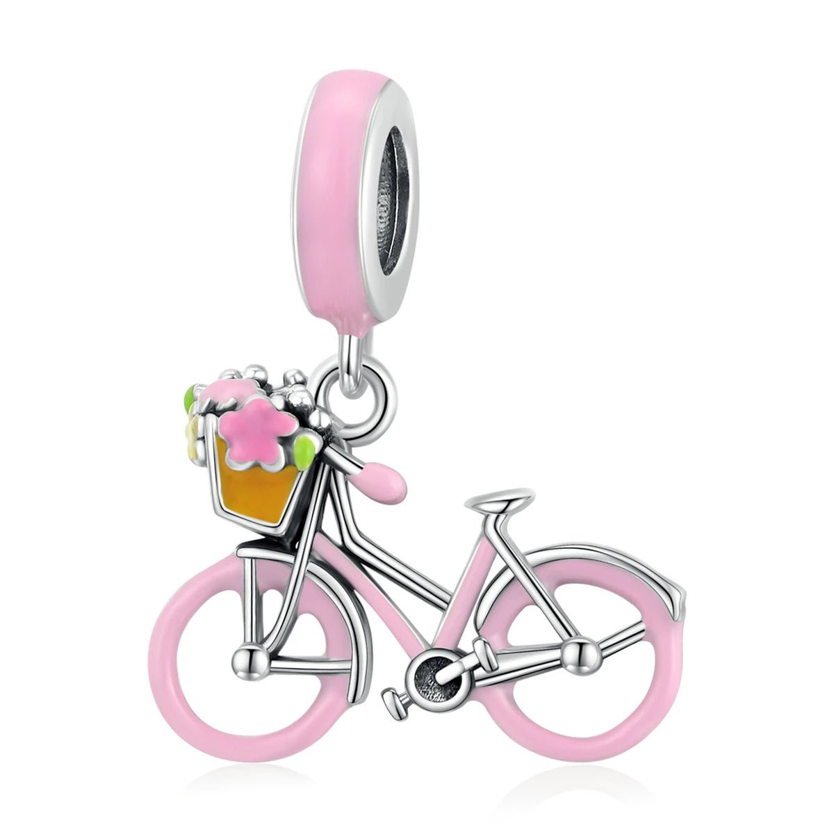 Two-tone Spinning Wheels Bicycle Dangle Charm