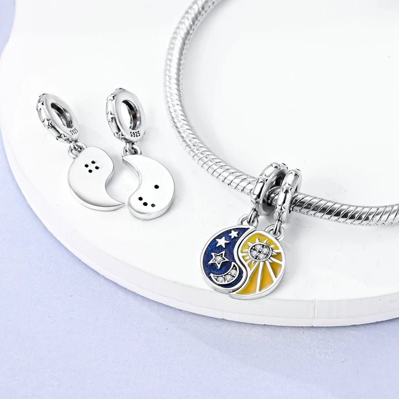 Two-tone Splittable Sun & Moon Dangle Charm