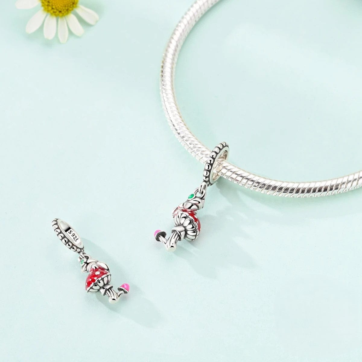 Whimsical Frog on Enchanted Mushroom Dangle Charm