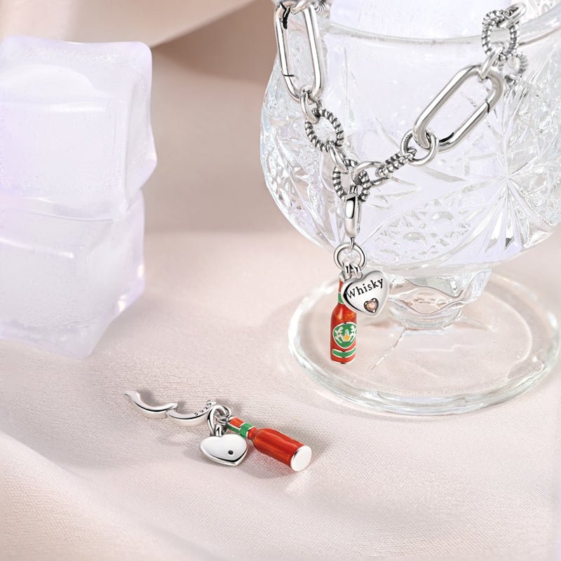 Whisky Bottle & Heart “Whisky Lover” Dangle Charm