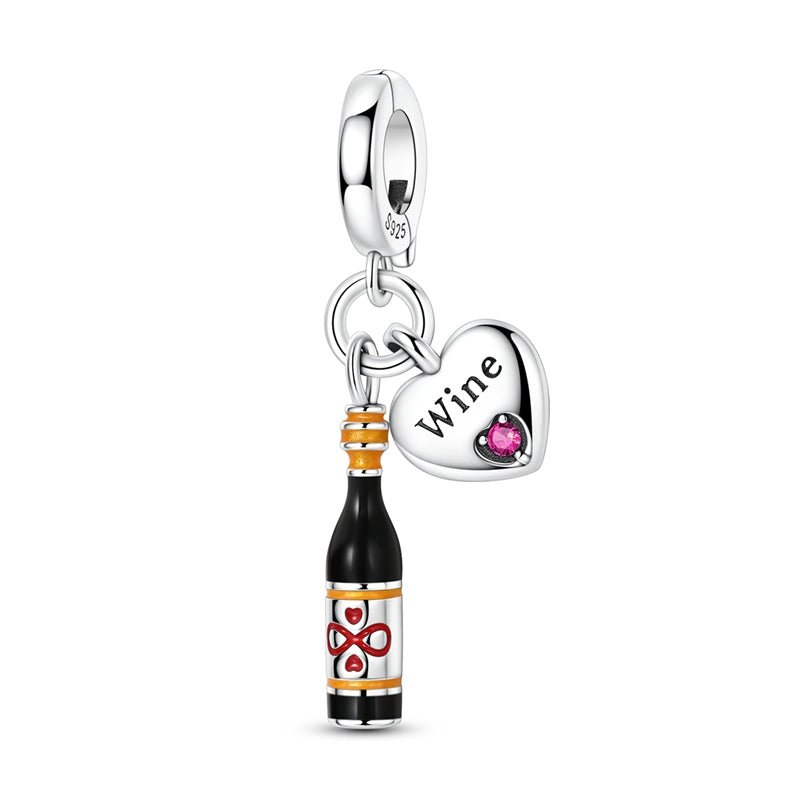 Wine Bottle & Heart “Wine Lover” Dangle Charm