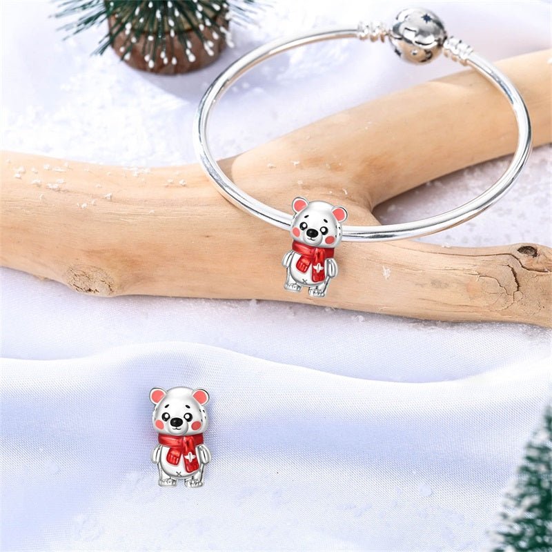 Winter Bear with Red Scarf Charm