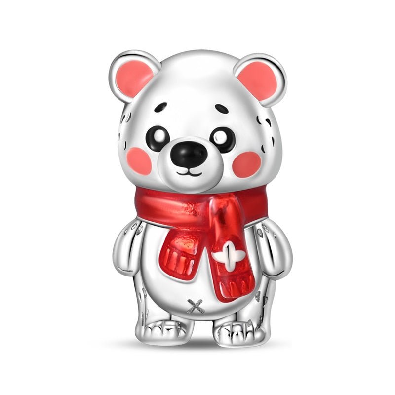 Winter Bear with Red Scarf Charm