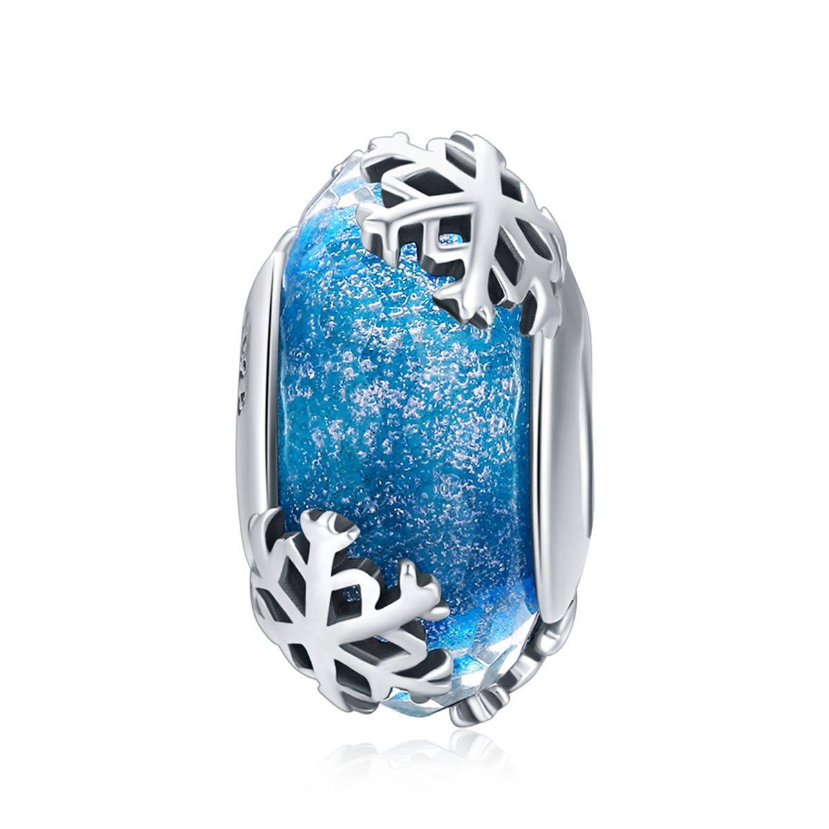 Winter Blue Snowflake Murano Charm