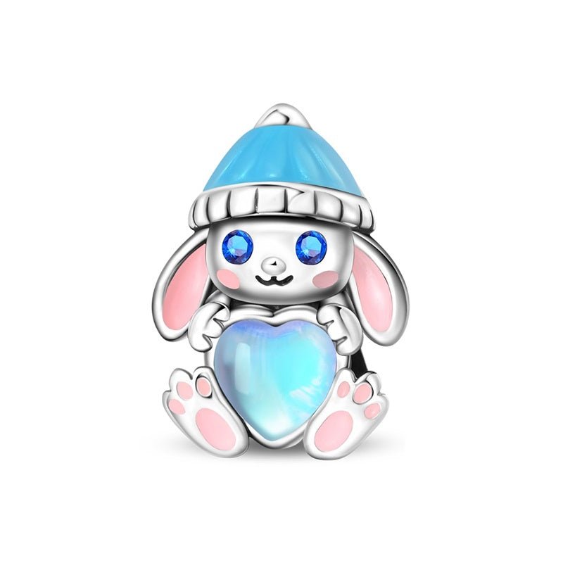 Winter Bunny with Blue Heart Charm