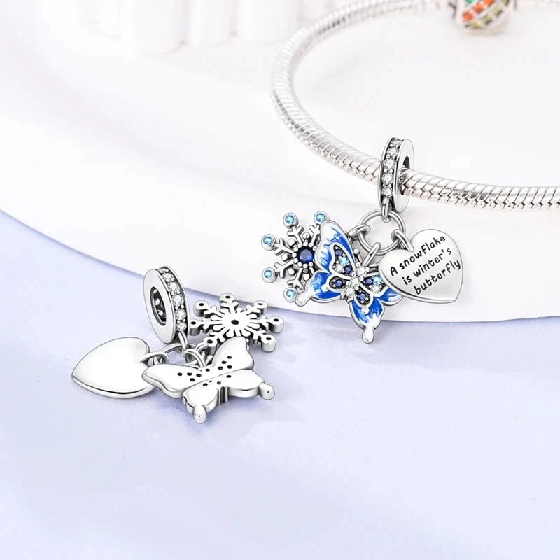 Winter Snowflake Butterfly Dangle Charm