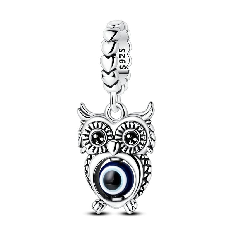 Wise Owl with Evil Eye Dangle Charm