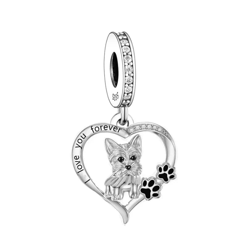 Yorkshire Terrier Heart Dangle Charm Duo